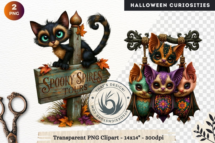 Surreal Halloween Character Cliparts Spooky Curiosities