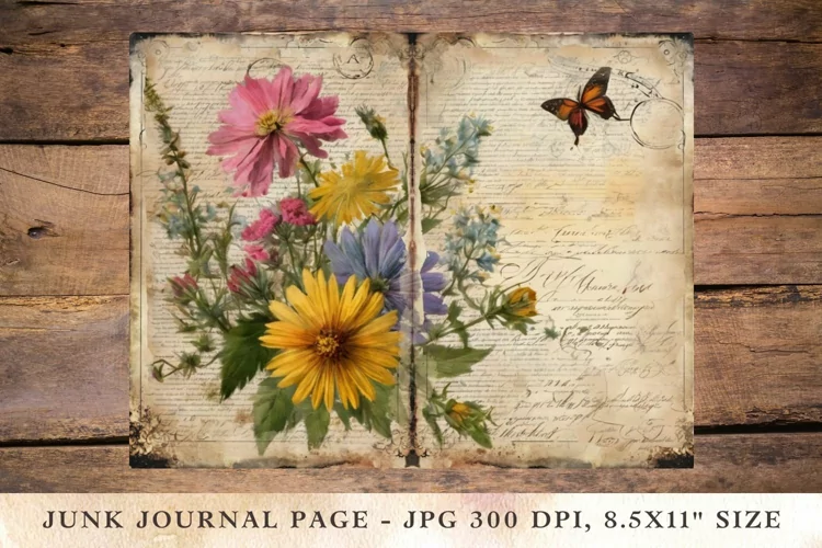Printable Junk Journal Pages wildflower 21