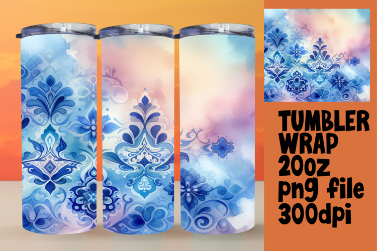 Creative 20oz Tumbler Template , Watercolor Patter