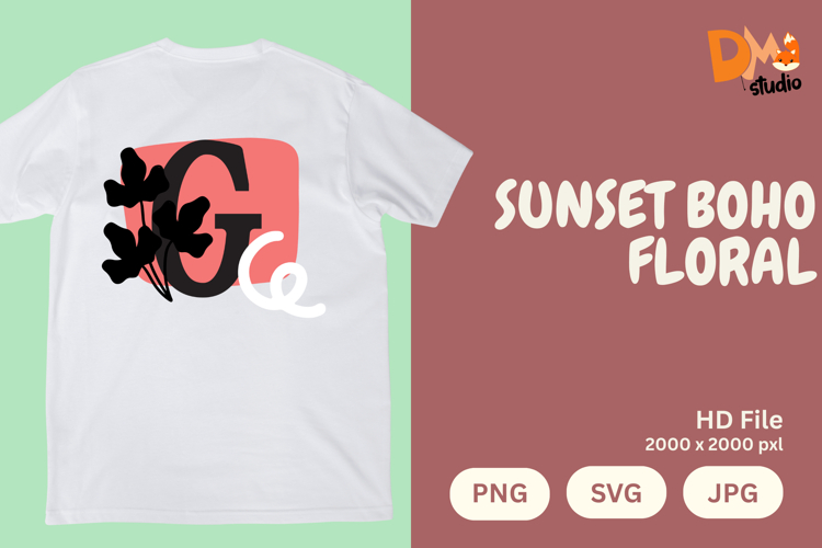 Sunset Boho Floral Monogram
