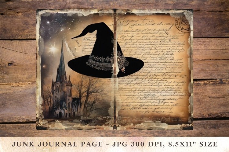 Printable Junk Journal Pages halloween witch hat 1 example image 1
