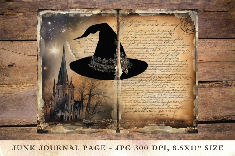 Printable Junk Journal Pages halloween witch hat 1