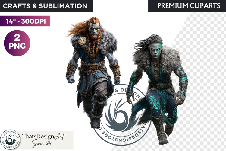 Viking Mythology Giants Clipart, Norse Jotuns gods