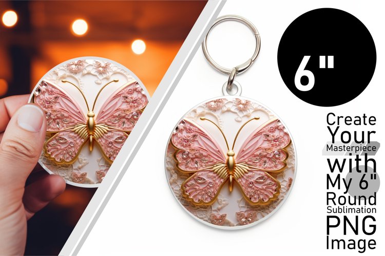 Sparkling 3D Butterfly Elegance: Round Ornament example image 1
