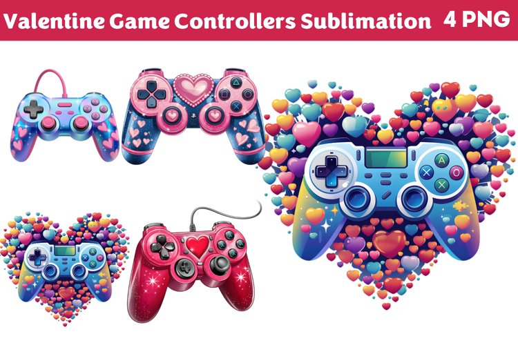 Valentine Game Controllers Sublimation Clipart PNGSublimatio
