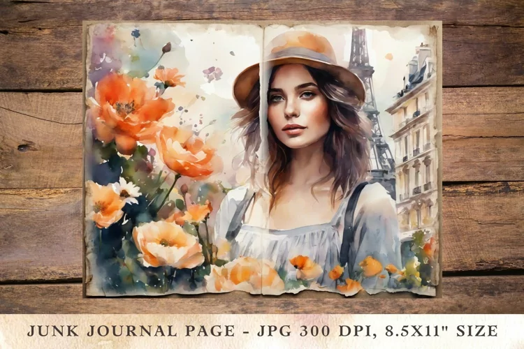 Printable Junk Journal Pages travelling girl 6