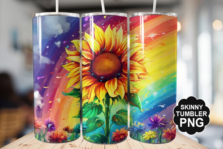 Rainbow Sunflower Tumbler - Sublimation Tumbler Design