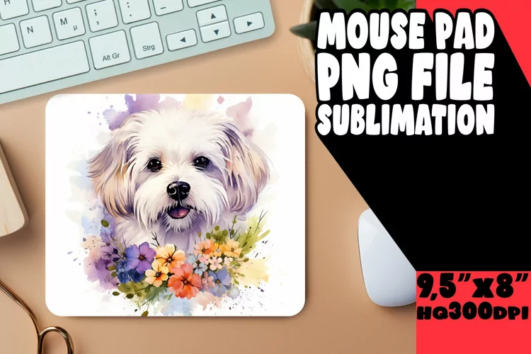 Watercolor Dog Flower Sublimation Pad