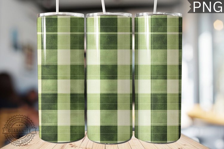 Green Plaid Tumbler Wrap - High Quality 300 Dpi example image 1