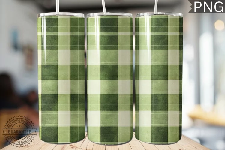 Green Plaid Tumbler Wrap - High Quality 300 Dpi