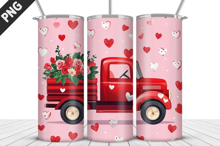 Truck With Hearts Tumbler Wrap| Valentines Day Tumbler Wrap