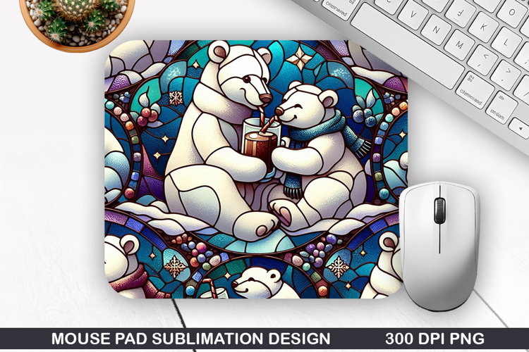 Bear Mouse Pad Sublimation, Christmas Mouse Pad PNG Design