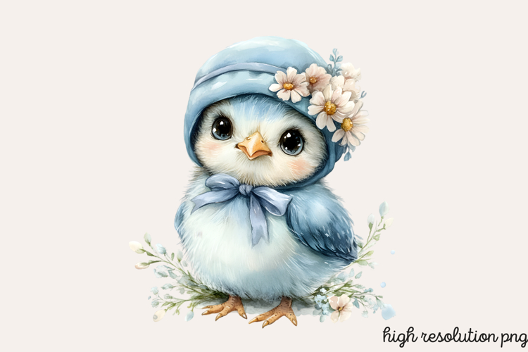 Baby Blue Easter Watercolor Clipart PNG