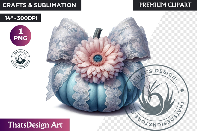 Floral Dreamy Pastel coquette pumpkin with bow PNG Clipart