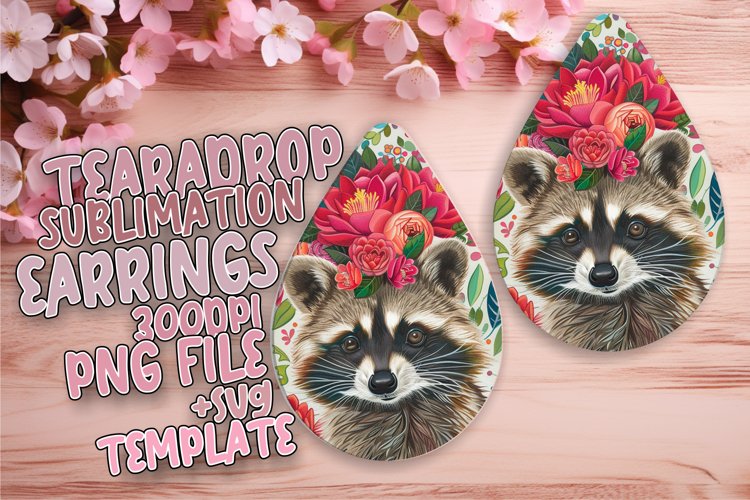 Sublimation Wrap: Raccoon with Flowers for Teardrop example image 1