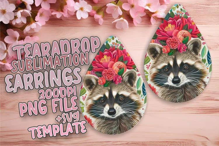 Sublimation Wrap: Raccoon with Flowers for Teardrop