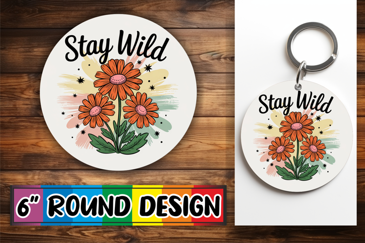 Enchanted Circle Keychain Magic, Flowers Quote