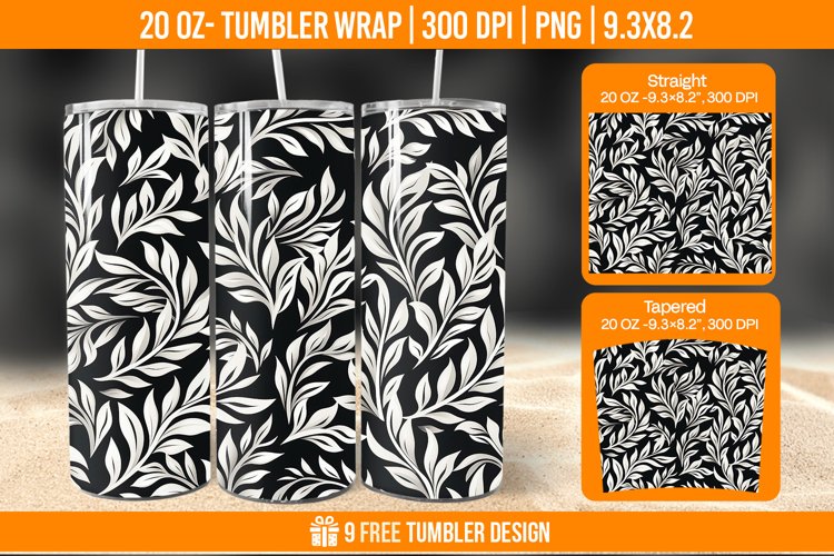 Leaf Tumbler Wrap Designs, Sublimation Wrap