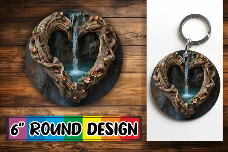 Woodland Wonder Circle Design Sublimation 3D Heart Frame