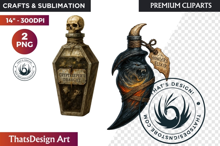 Halloween Hags Potions PNG Clipart spooky gothic bottle
