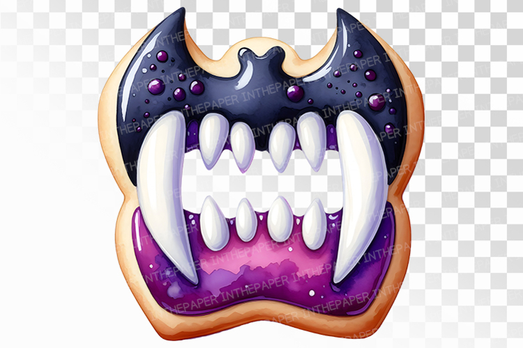 Iced Dracula Teeth Halloween Cookies PNG