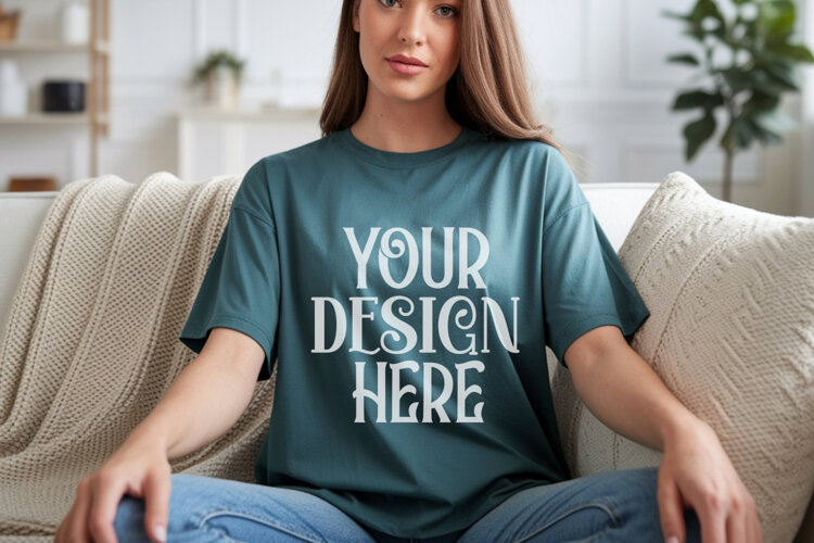 Blue Jean Comfort Colors 1717 T-shirt Mockups,1717 Mockups example image 1