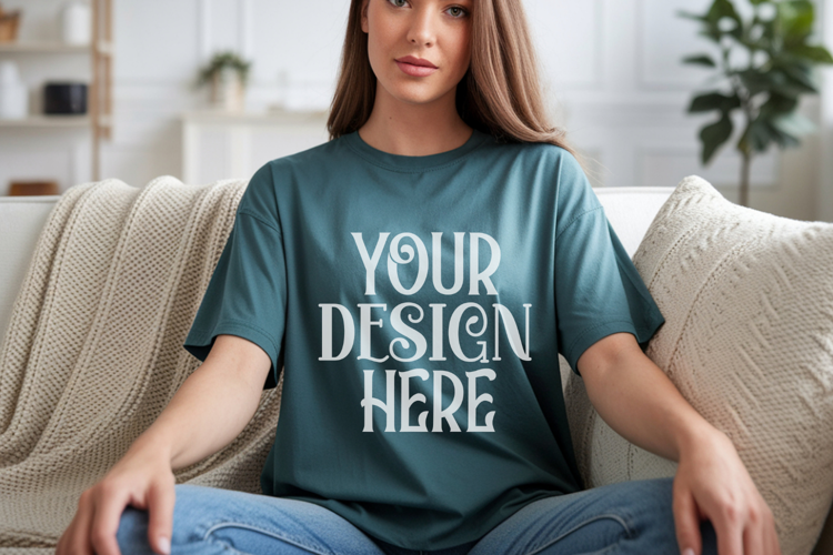 Blue Jean Comfort Colors 1717 T-shirt Mockups,1717 Mockups