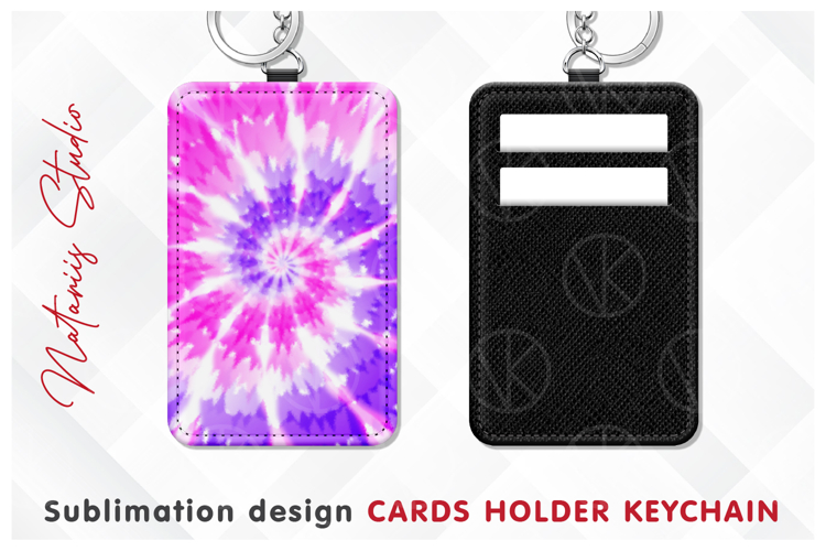 Vibrant Tie Dye Pattern - Sublimation Cards Holder Keychain.