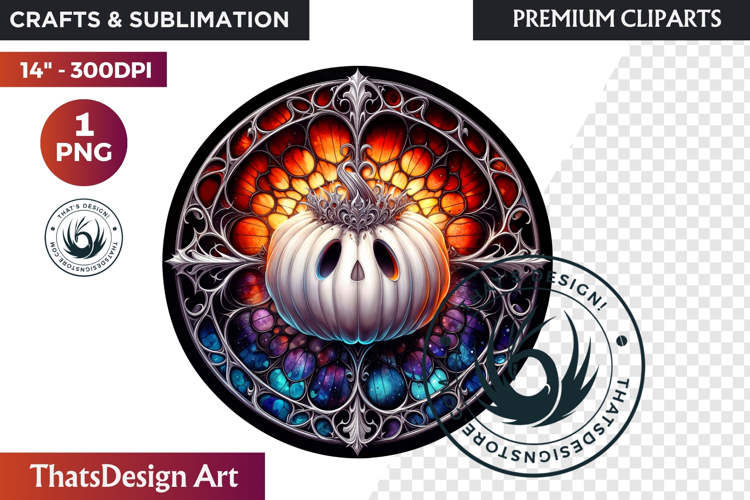 Halloween Gothic stained Glass Pumpkin Clipart