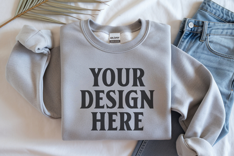 Ash Gildan 18000 Folded Flat Lay Mockups