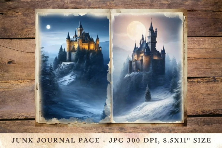 Printable Junk Journal Pages castle 4