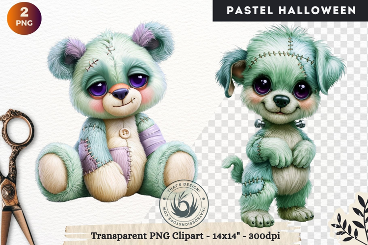 Cute Halloween Pastel characters Clipart sublimation