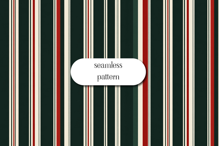 Green Red and Cream Seamless Classic Stripe Pattern
