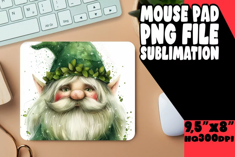 Enchanting Escapade: Gnome Mouse Pad Design Sublimation PNG