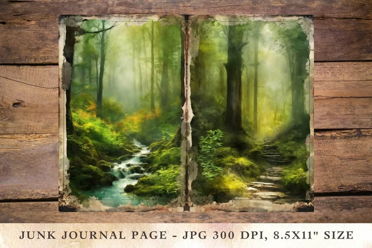 Printable Junk Journal Pages elf forest 2