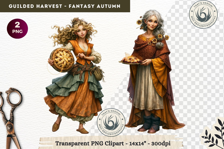 Fantasy Autumn Gilded Harvest PNG Clipart whimsical witch