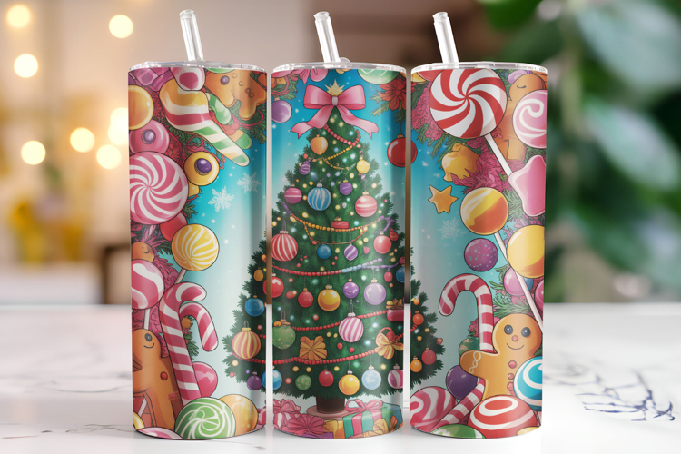 Merry Christmas Tree Tumbler Wrap | Christmas Wrap