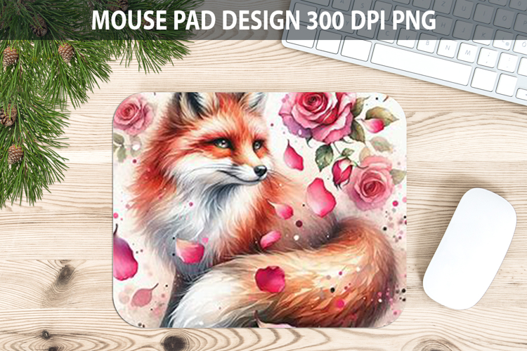 Watercolor Foxes Mouse Pad Sublimation - Valentines PNG