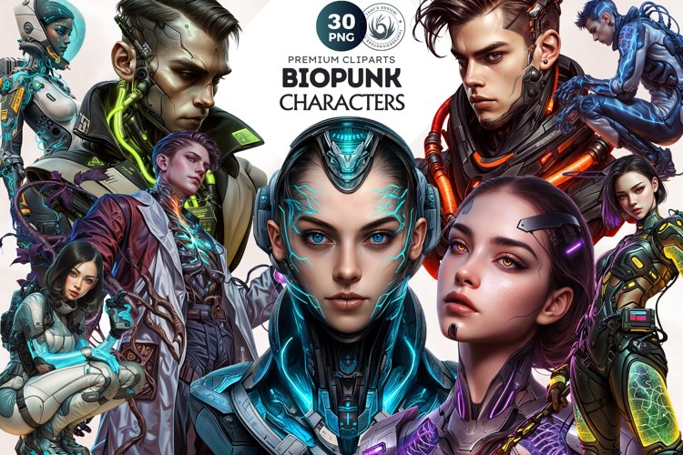 Biopunk Character Clipart Set,Post-Apocalyptic sublimation example image 1