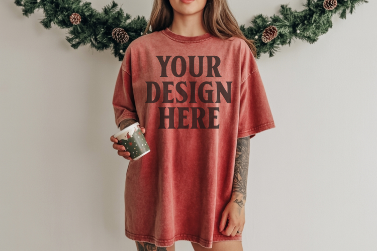 Brick Christmas Comfort Colors 1717 TShirt Mockup,cc1717 moc