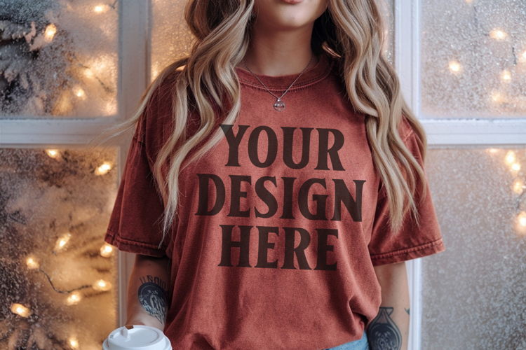 Christmas Comfort Colors 1717 Brick TShirt Mockup, CC 1717