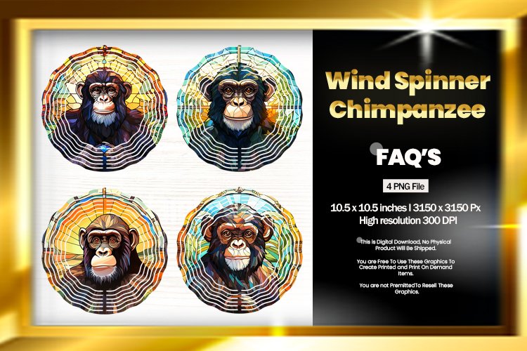 Chimpanzee Wind Spinner Sublimation - 04 Variations example image 1