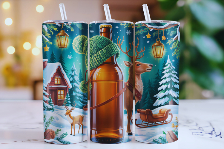 Merry Christmas Beer Tumbler Wrap | Christmas Wrap