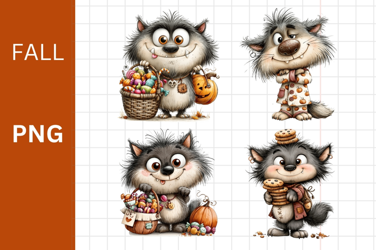 Fall PNG, Halloween PNG, Wolf PNG,