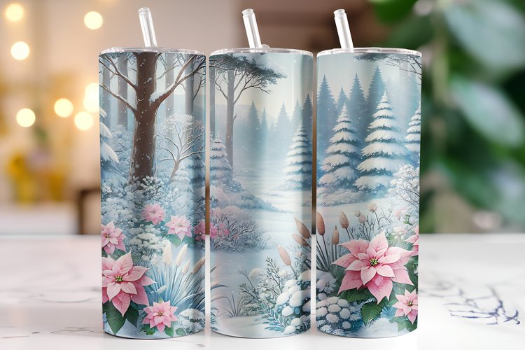 Snowy Trees Tumbler Wrap | Sublimation | Tumblers