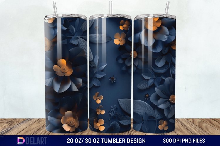 3d Dark floral Tumbler Wrap example image 1