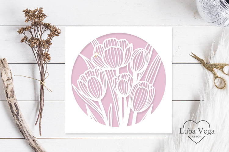 Floral card paper cut / Wedding template card svg