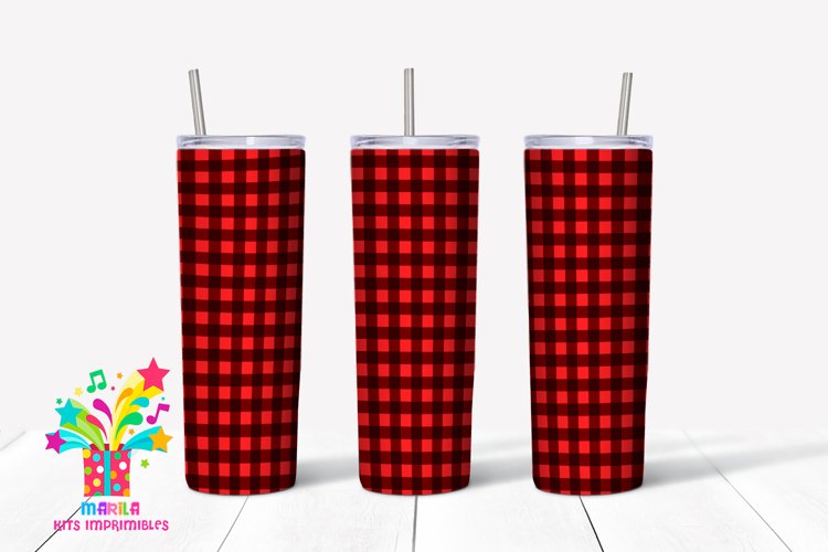 Buffalo Plaid Christmas Skinny tumbler Sublimation #7