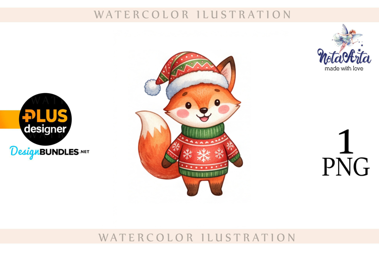 Illustration of a cute Christmas fox