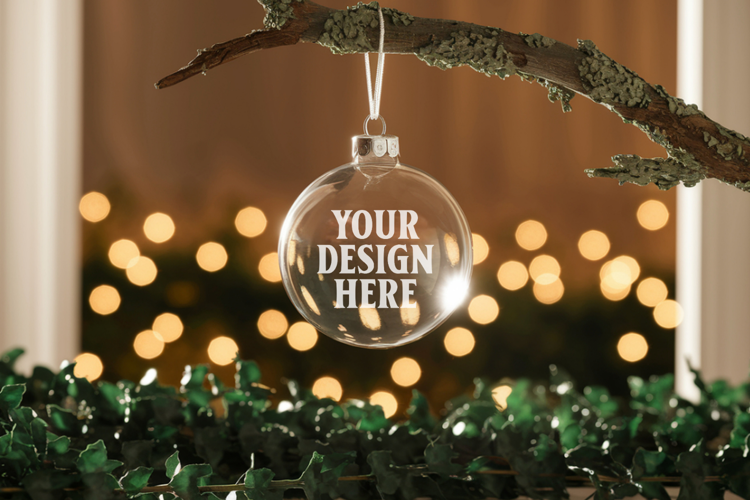 Acrylic Christmas Ornament Mockups | Clear Holiday Ornament